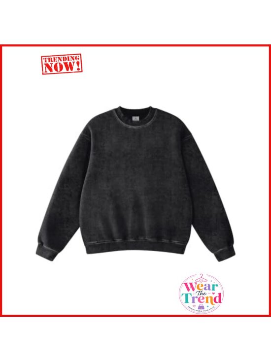 Other - Acid Wash Crewneck Sweatshirt Oversized Fleece Heavyweight Cotton Pullover